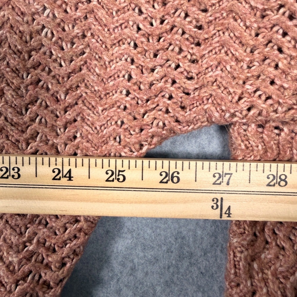 Nicole Miller Sweater Womens Medium Blush Pink Open Knit Chevron Pointelle - Picture 6 of 9